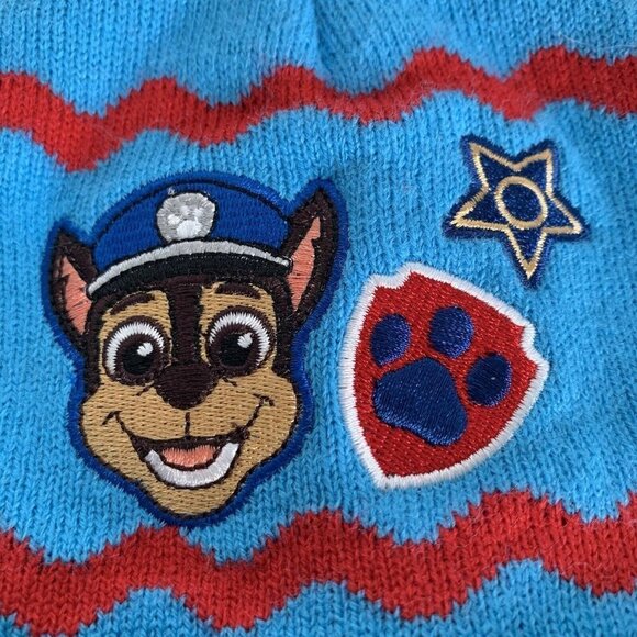 Paw Patrol Kids Beanie Hat Nickelodeon Blue Red Logo Patch - Picture 5 of 9